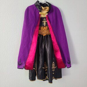 Disney Frozen Anna Costume Dress Black & Gold with Brown Belt Size 4–6X